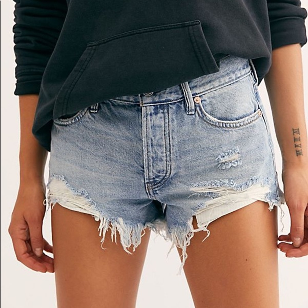 Free People Good Vibrations Denim Shorts